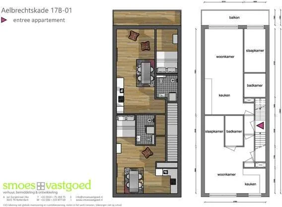Foto van de Appartement gelegen aan de Aelbrechtskade in Rotterdam