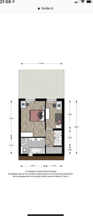 Foto van de Appartement gelegen aan de Zonland in Groningen
