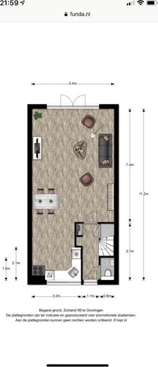Foto van de Appartement gelegen aan de Zonland in Groningen