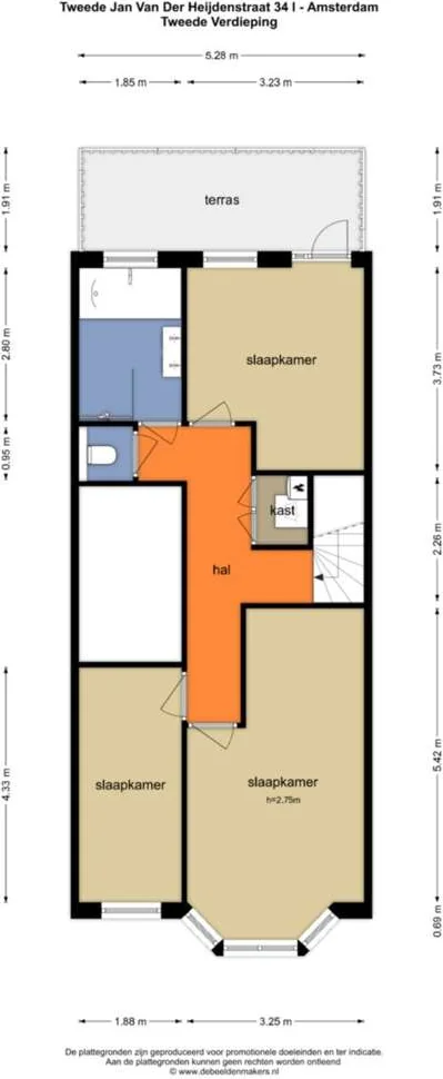 Foto van de Appartement gelegen aan de Tweede Jan van der Heijdenstraat in Amsterdam