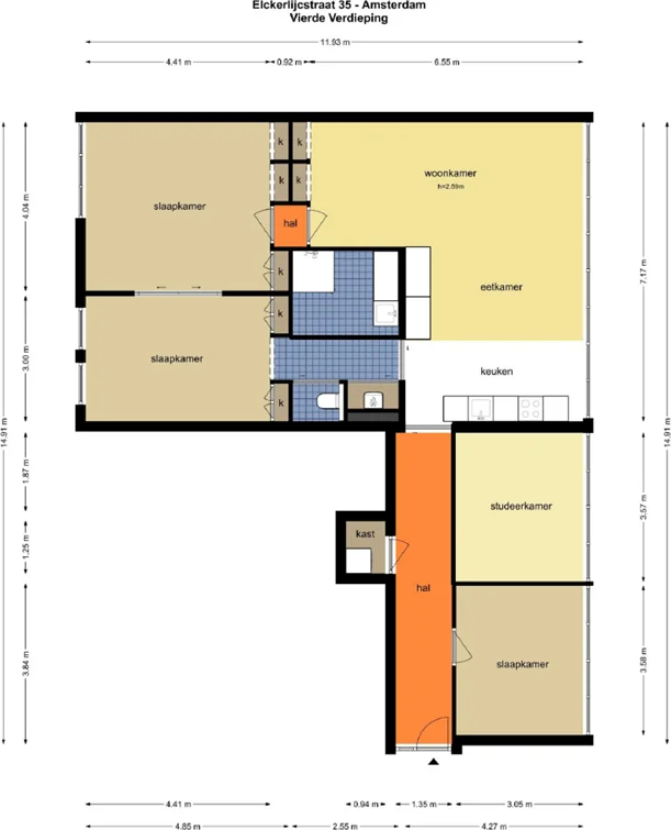Foto van de Appartement gelegen aan de Elckerlijcstraat in Amsterdam