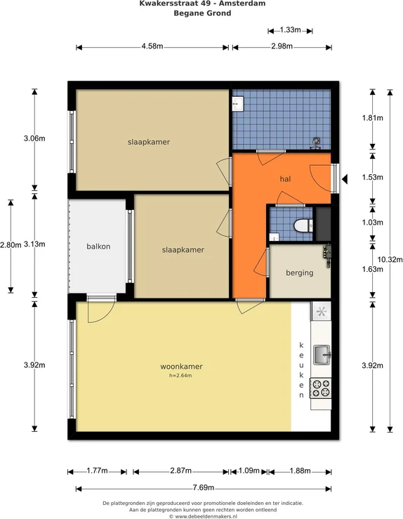 Foto van de Appartement gelegen aan de Kwakersstraat in Amsterdam