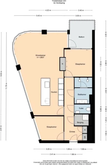 Foto van de Appartement gelegen aan de Troelstralaan in Amsterdam