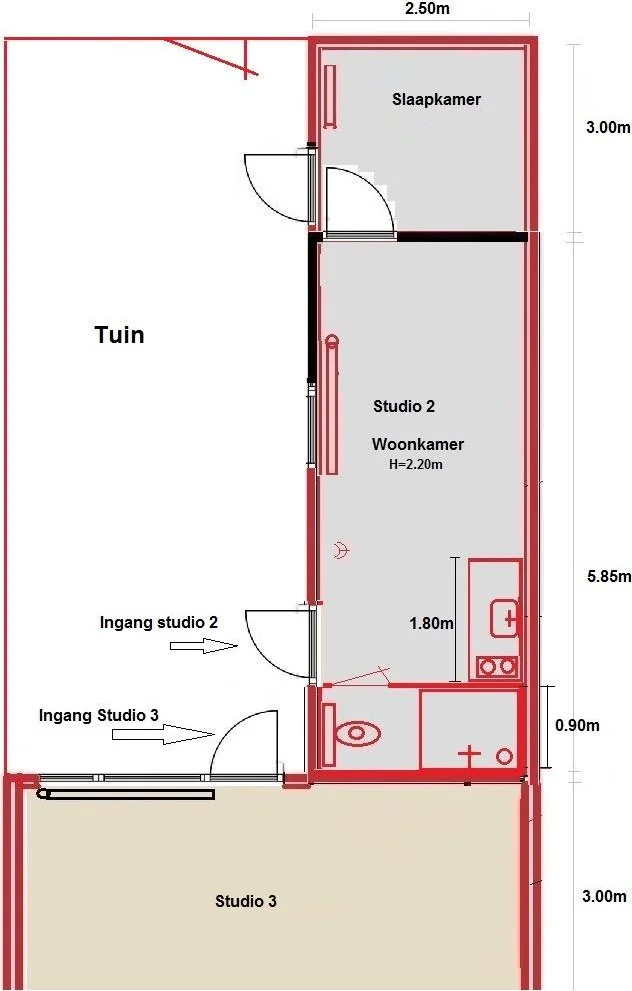 Foto van de Studio gelegen aan de Sandenburgstraat in Nijmegen