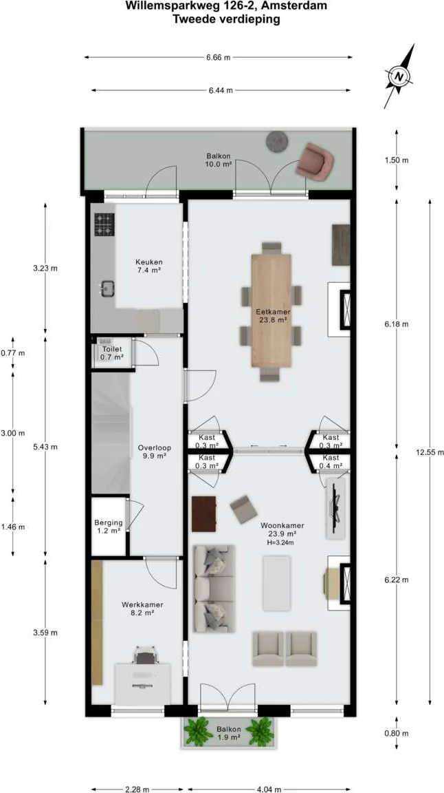 Foto van de Appartement gelegen aan de Willemsparkweg in Amsterdam