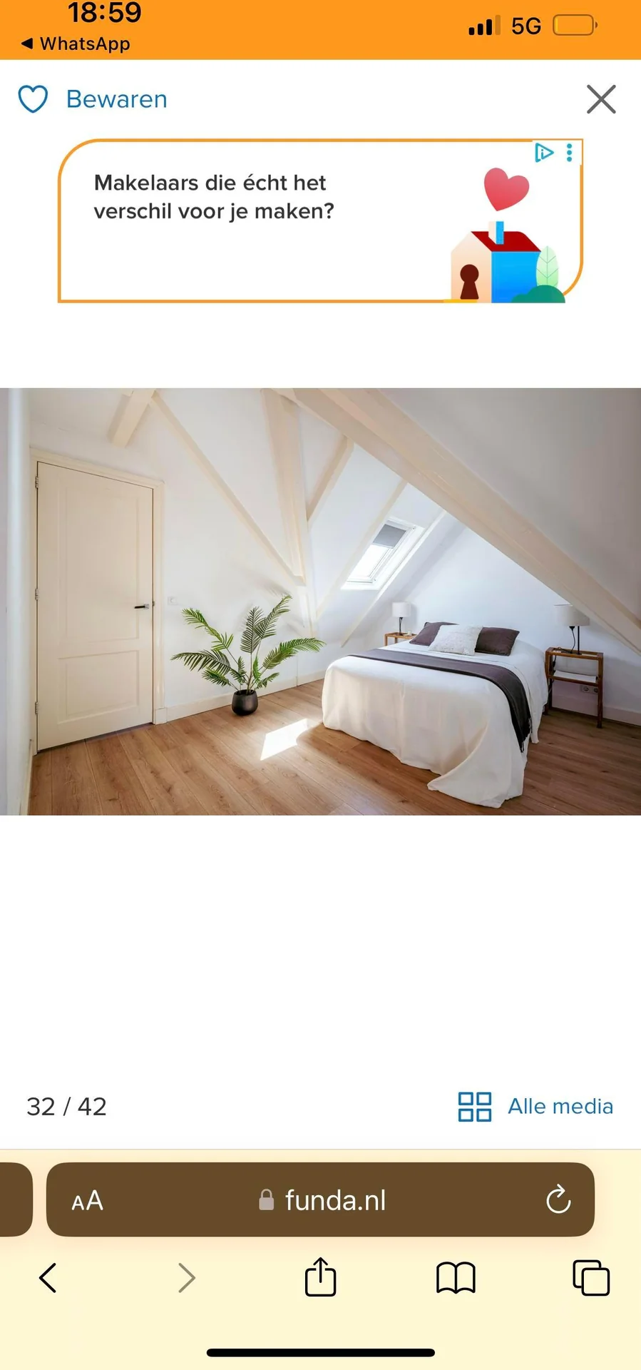 Foto van de Kamer gelegen aan de Tweede Tuindwarsstraat in Amsterdam