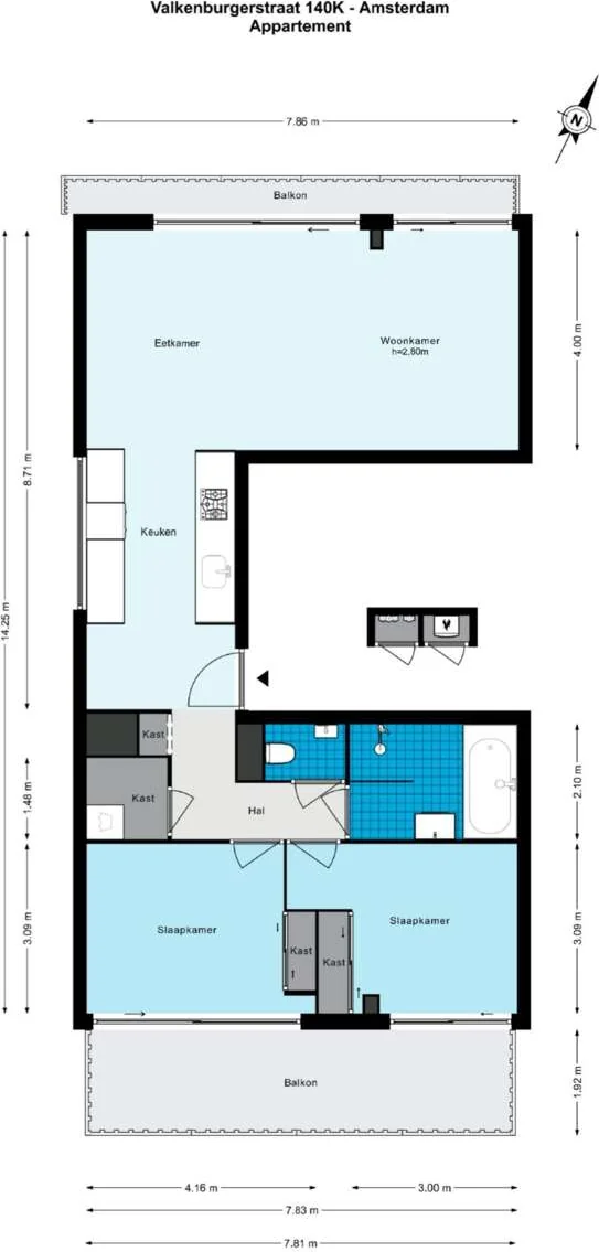 Foto van de Appartement gelegen aan de Valkenburgerstraat in Amsterdam