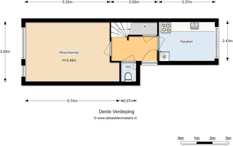 Foto van de Appartement gelegen aan de Tweede Weteringdwarsstraat in Amsterdam