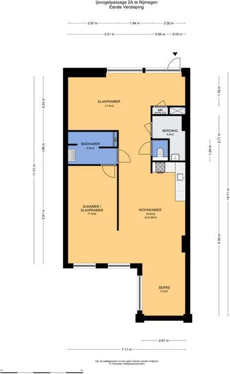 Foto van de Appartement gelegen aan de IJsvogelpassage in Nijmegen