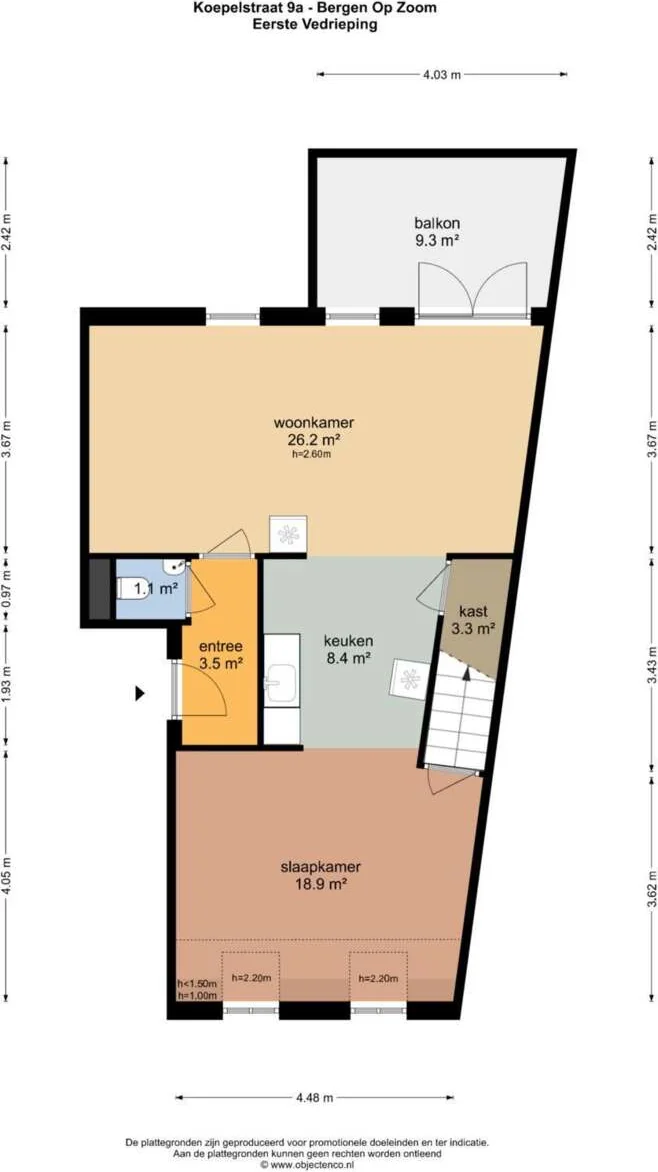 Foto van de Appartement gelegen aan de Koepelstraat in Bergen op Zoom