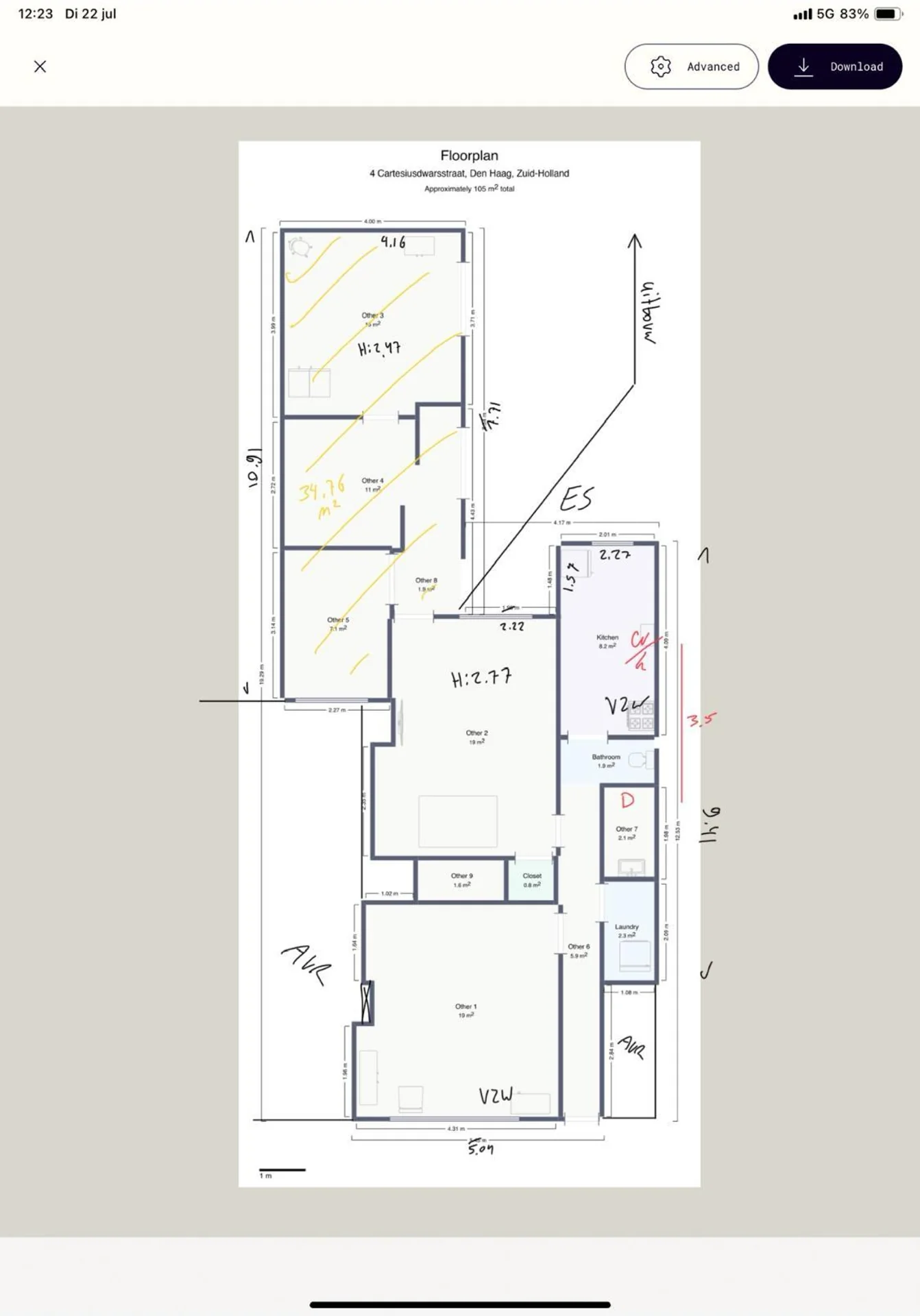 Foto van de Appartement gelegen aan de Cartesiusdwarsstraat in Den Haag