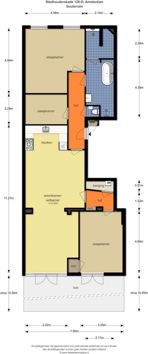 Foto van de Appartement gelegen aan de Stadhouderskade in Amsterdam