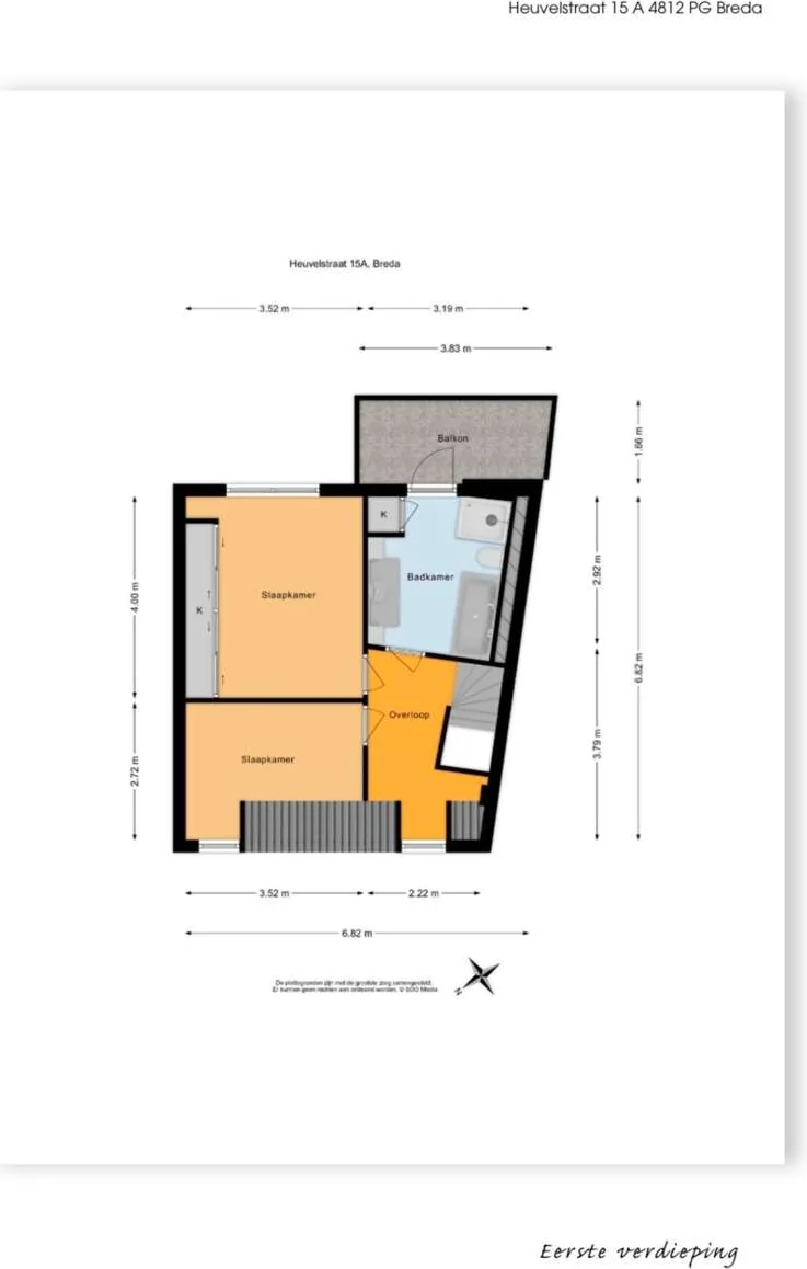 Foto van de Appartement gelegen aan de Heuvelstraat in Breda