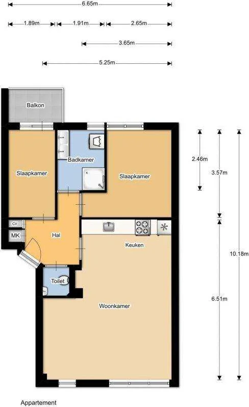 Foto van de Appartement gelegen aan de Valkenboskade in Den Haag