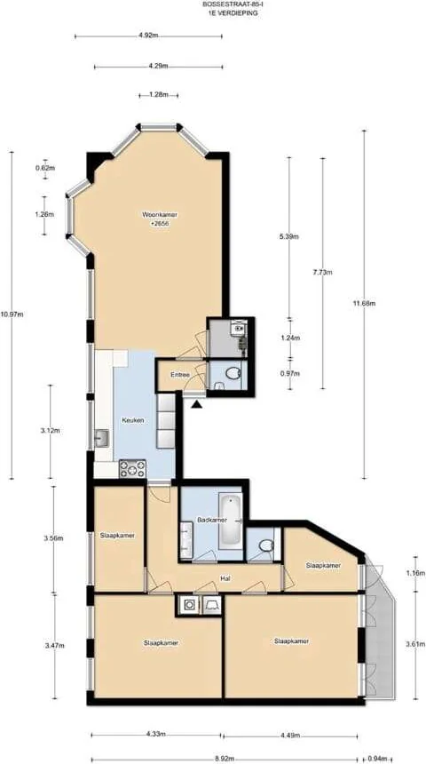 Foto van de Appartement gelegen aan de Van Bossestraat in Amsterdam