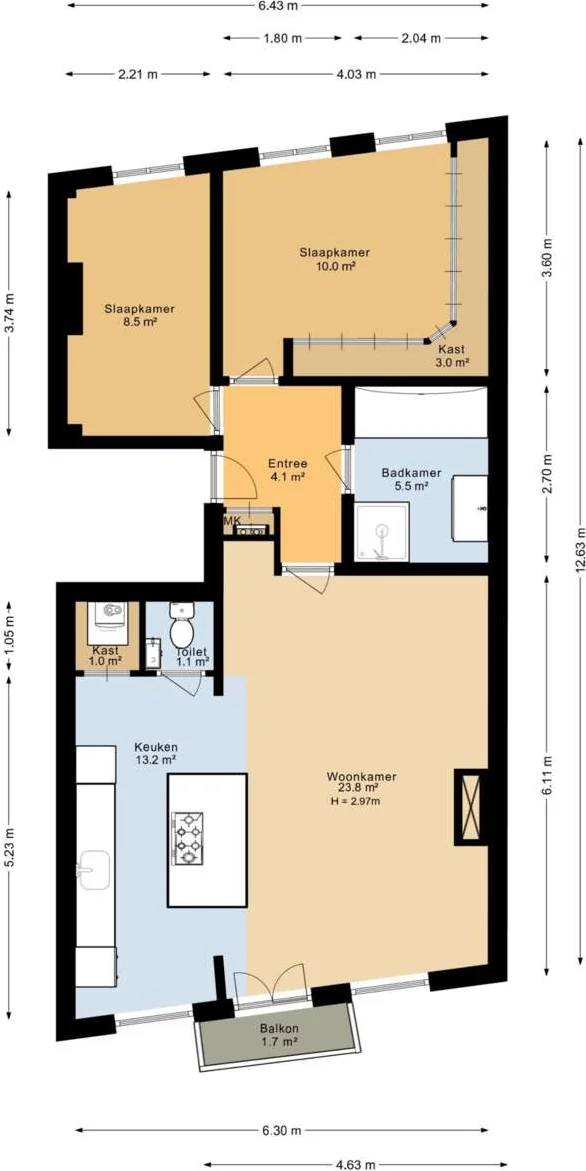 Foto van de Appartement gelegen aan de Leidsekade in Amsterdam
