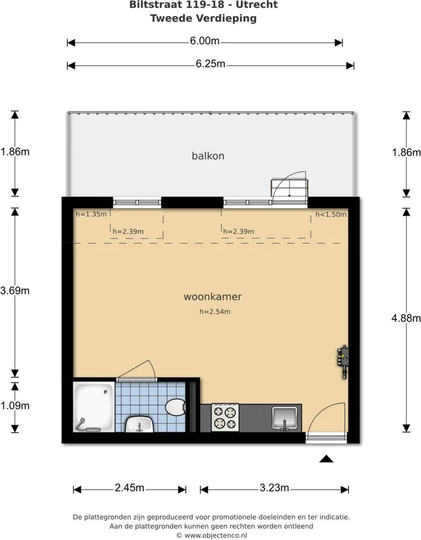Foto van de Appartement gelegen aan de Biltstraat in Utrecht