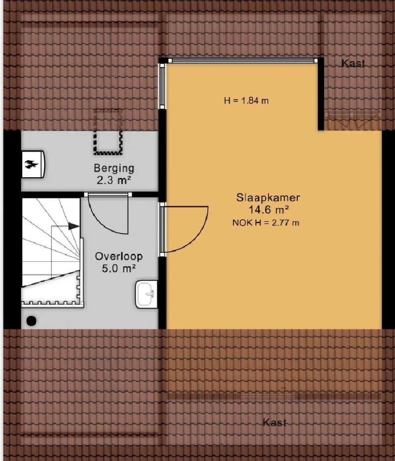Foto van de Kamer gelegen aan de Pieter Coermanstraat in Noordwijk