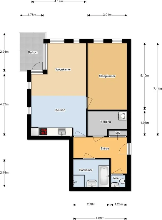 Foto van de Appartement gelegen aan de Bernard de Wildestraat in Breda