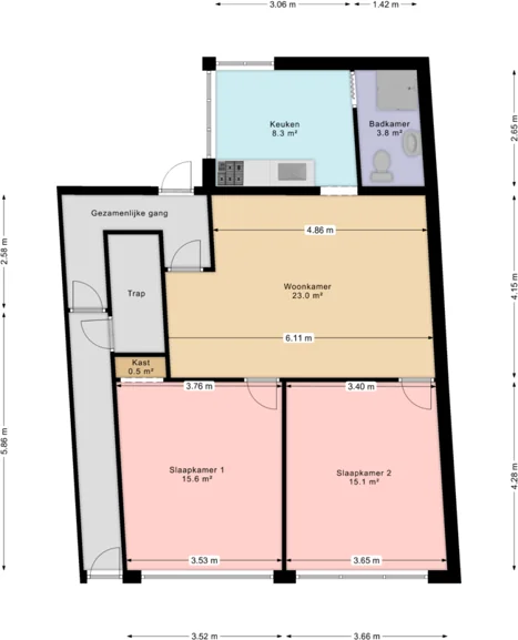Foto van de Appartement gelegen aan de St.Pieterstraat in Kerkrade
