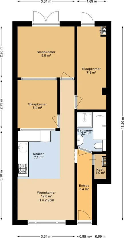 Foto van de Appartement gelegen aan de Rustenburgerstraat in Amsterdam