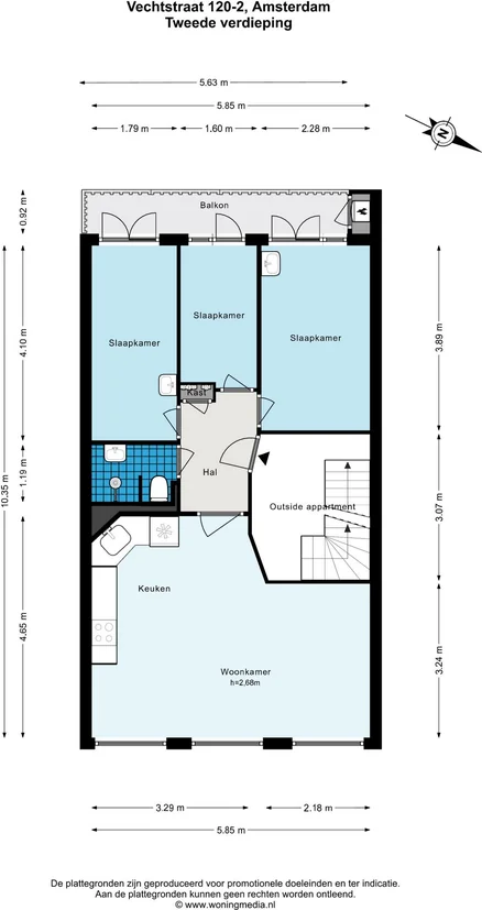 Foto van de Appartement gelegen aan de Vechtstraat in Amsterdam