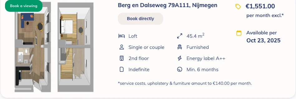Foto van de Appartement gelegen aan de Berg en Dalseweg in Nijmegen