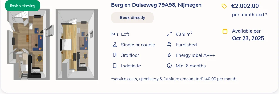 Foto van de Appartement gelegen aan de Berg en Dalseweg in Nijmegen