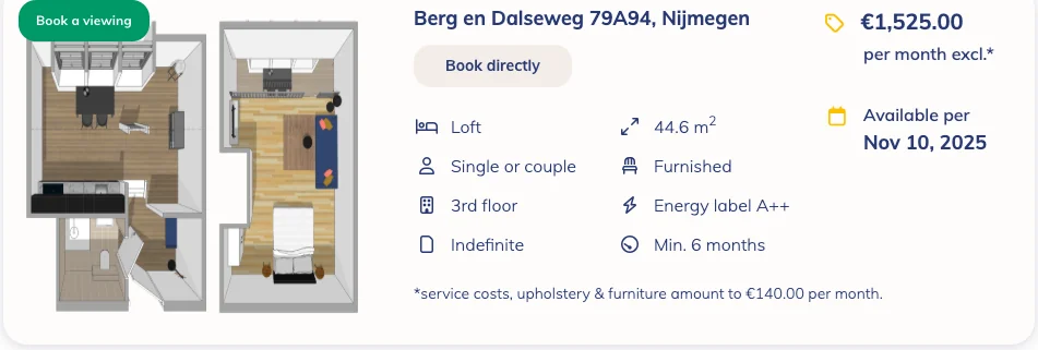 Foto van de Appartement gelegen aan de Berg en Dalseweg in Nijmegen