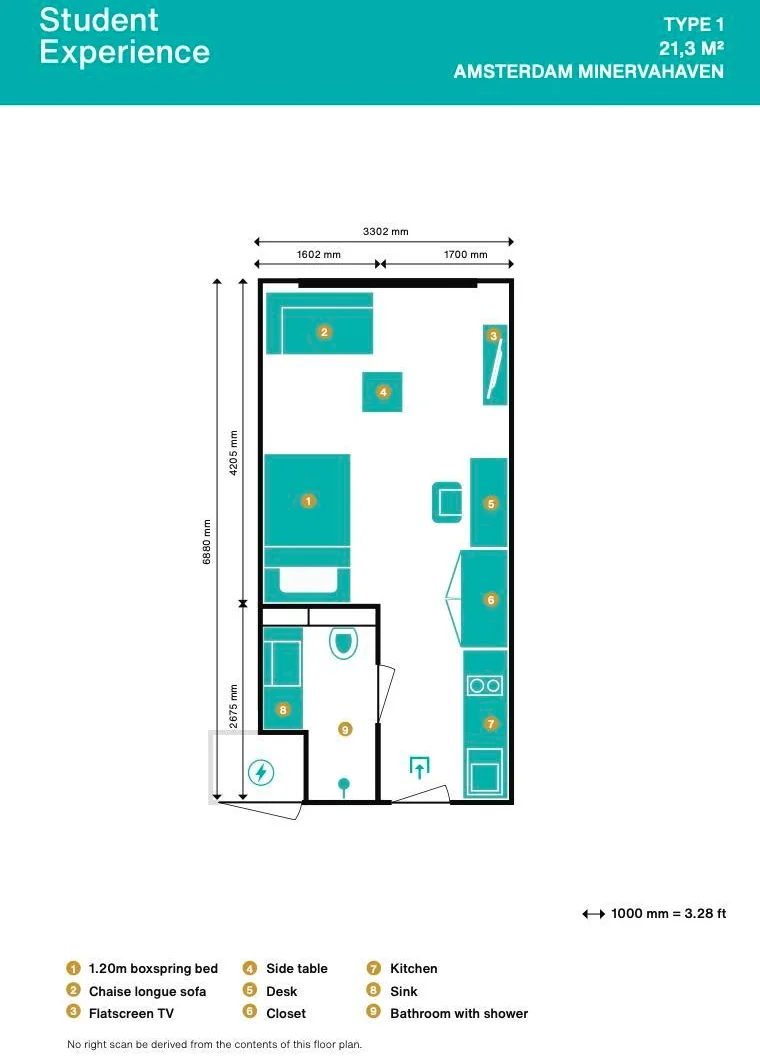 Foto van de Studio gelegen aan de Moermanskkade in Amsterdam
