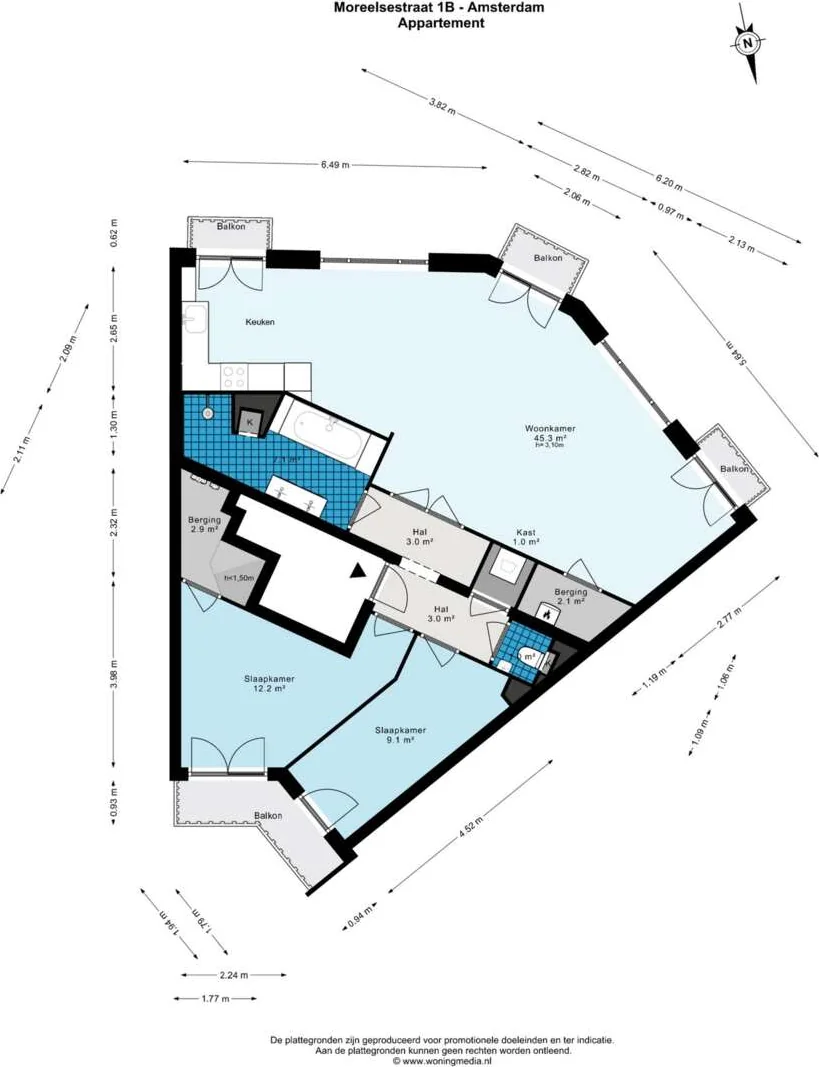 Foto van de Appartement gelegen aan de Moreelsestraat in Amsterdam