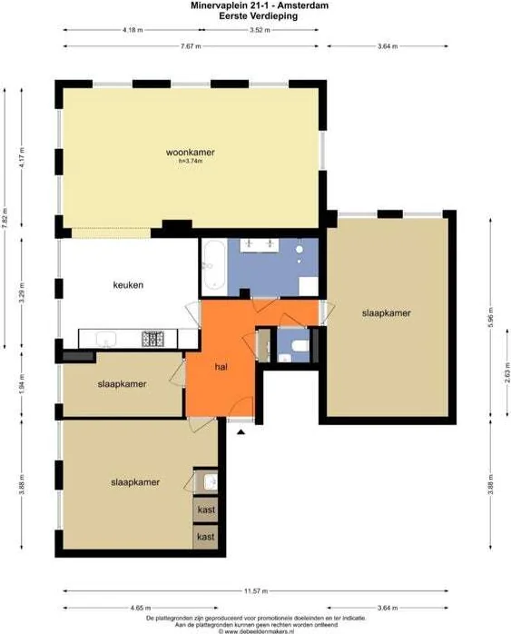 Foto van de Appartement gelegen aan de Minervaplein in Amsterdam