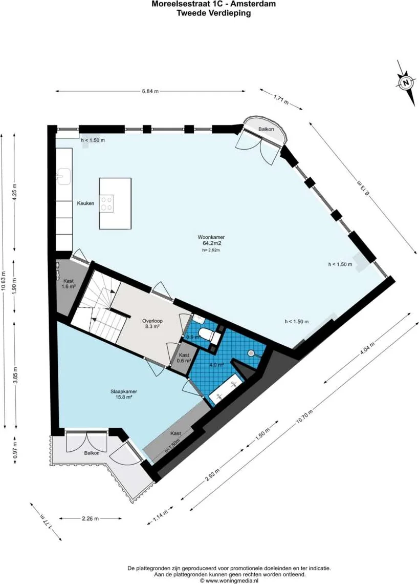 Foto van de Appartement gelegen aan de Moreelsestraat in Amsterdam