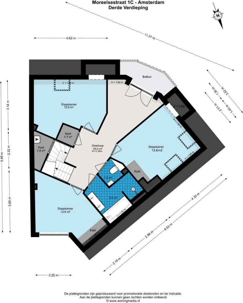 Foto van de Appartement gelegen aan de Moreelsestraat in Amsterdam
