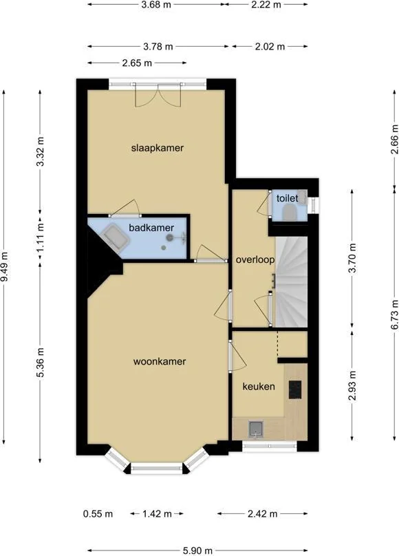 Foto van de Appartement gelegen aan de Diephuisstraat in Groningen