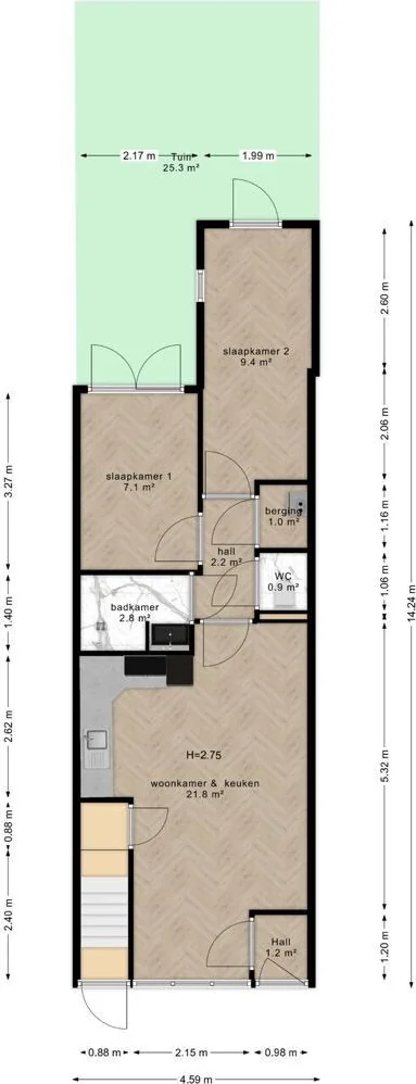 Foto van de Kamer gelegen aan de Fagelstraat in Amsterdam