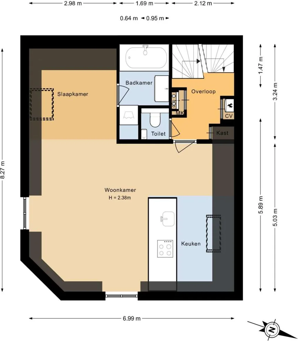 Foto van de Appartement gelegen aan de Eerste Boerhaavestraat in Amsterdam