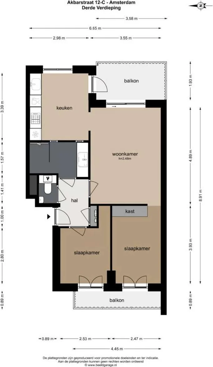 Foto van de Appartement gelegen aan de Akbarstraat in Amsterdam