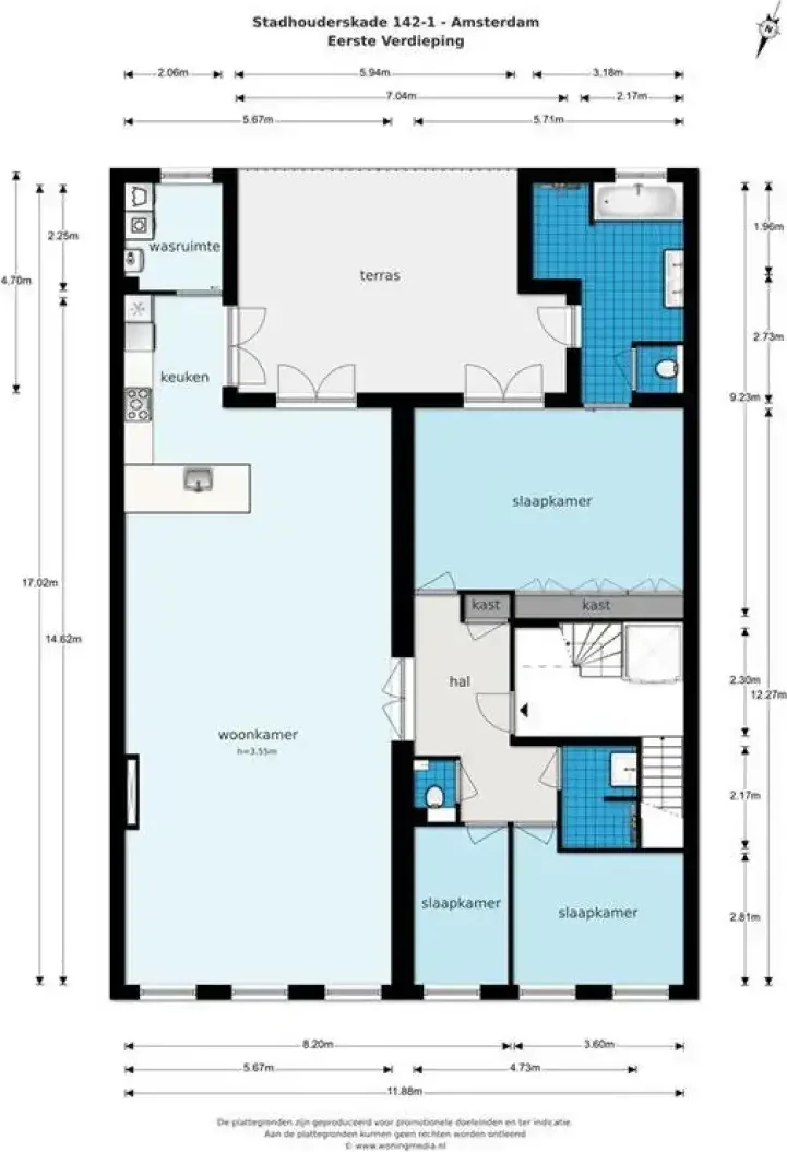 Foto van de Appartement gelegen aan de Stadhouderskade in Amsterdam