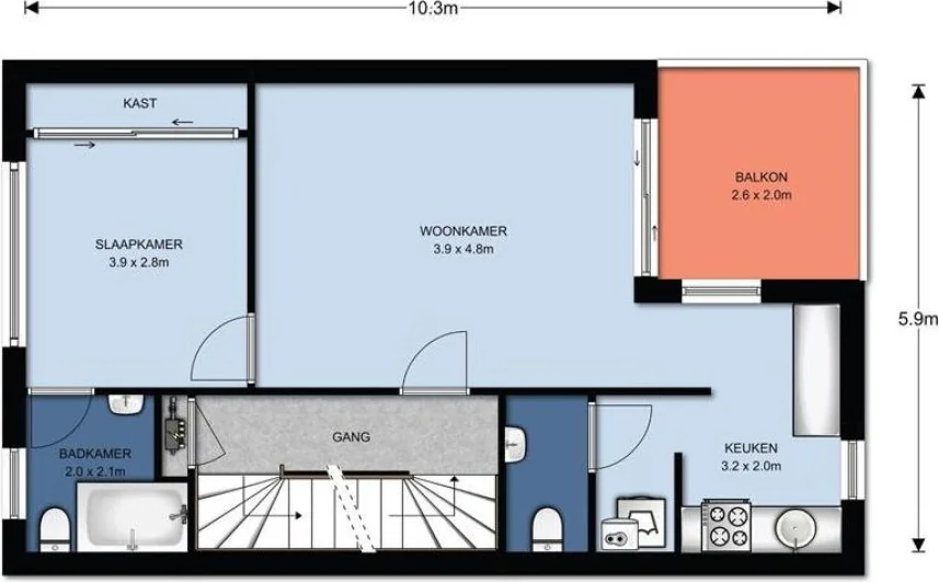 Foto van de Appartement gelegen aan de Rosendaalsestraat in Arnhem