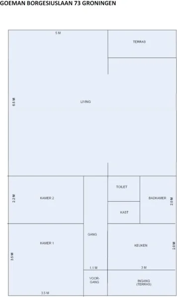 Foto van de Appartement gelegen aan de Goeman Borgesiuslaan in Groningen