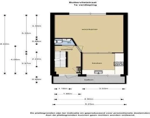 Foto van de Appartement gelegen aan de Buttervlietstraat in Rotterdam