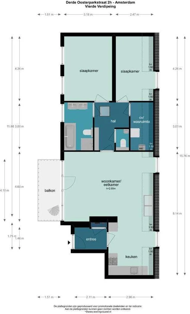 Foto van de Appartement gelegen aan de Derde Oosterparkstraat in Amsterdam