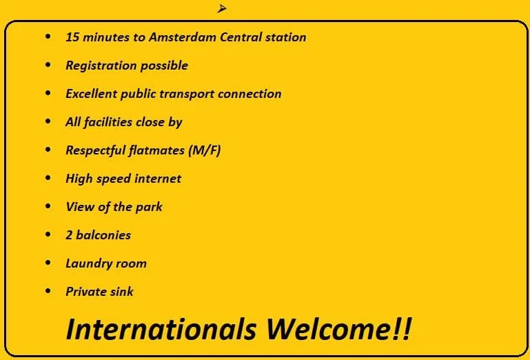 Foto van de Kamer gelegen aan de Standerdmolen in Amsterdam