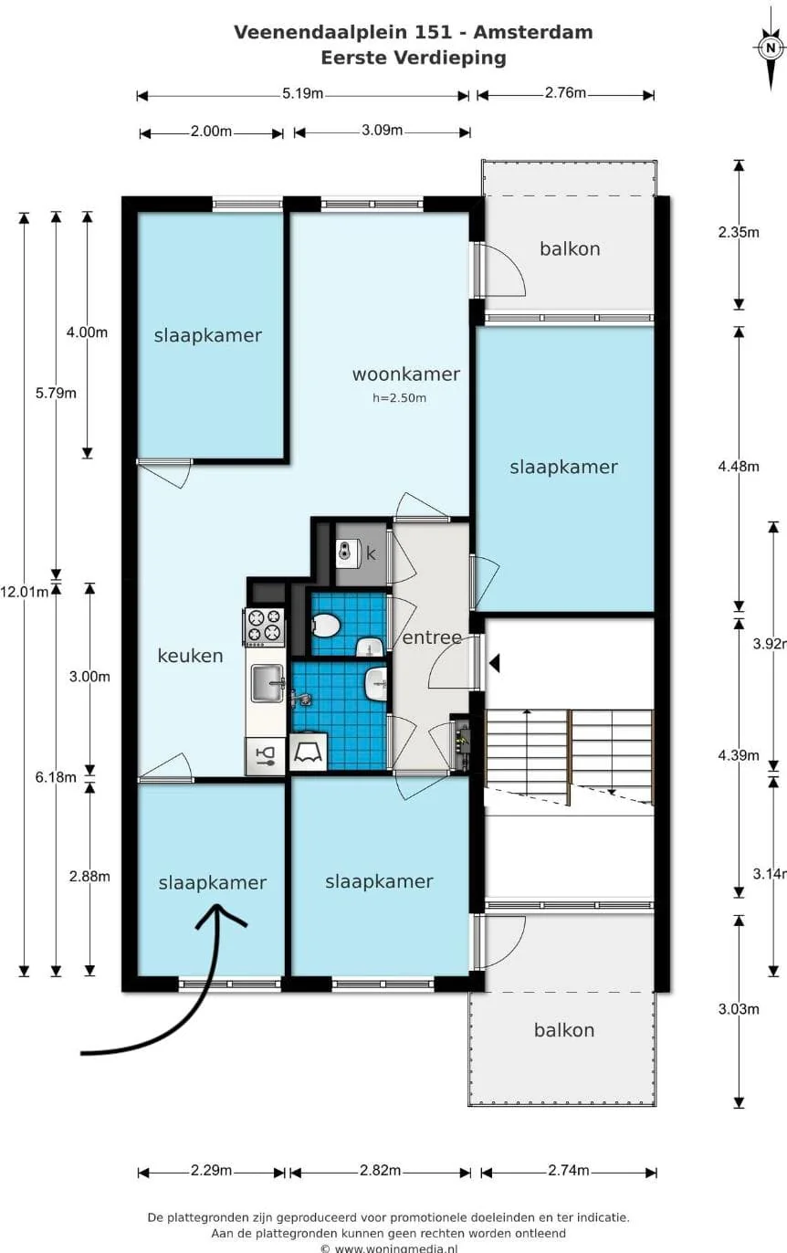Foto van de Kamer gelegen aan de Veenendaalplein in Amsterdam