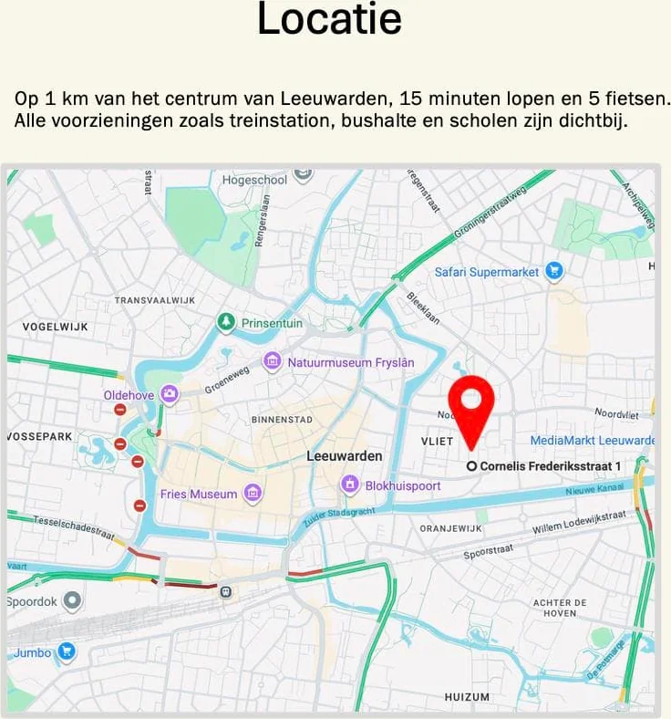 Foto van de Appartement gelegen aan de Cornelis Frederiksstraat in Leeuwarden