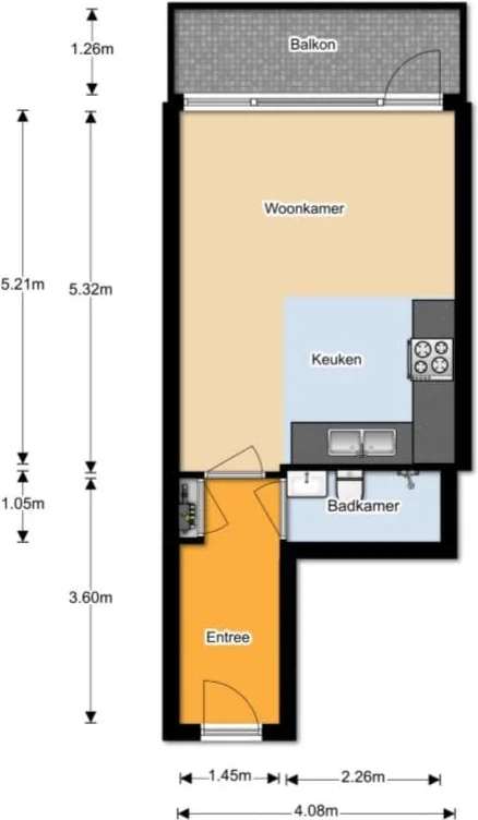 Foto van de Studio gelegen aan de De Egmondenstraat in Amsterdam