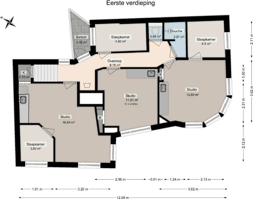 Foto van de Kamer gelegen aan de Professor Rankestraat in Groningen