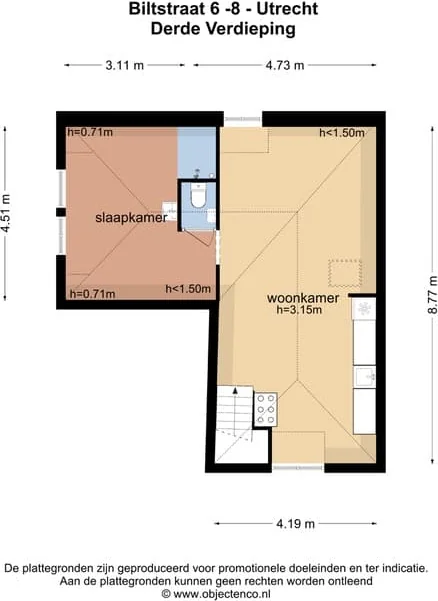 Foto van de Appartement gelegen aan de Biltstraat in Utrecht