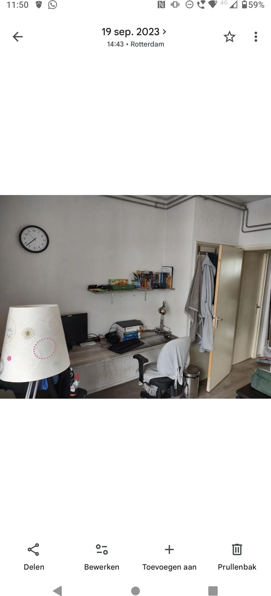 Foto van de Kamer gelegen aan de Admiraal de Ruyterweg in Rotterdam